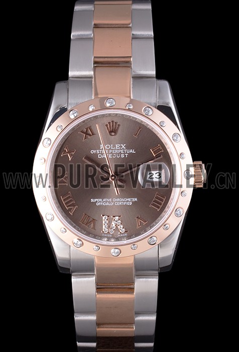 Rolex Datejust Diamond Bezel Brown Dial 7465