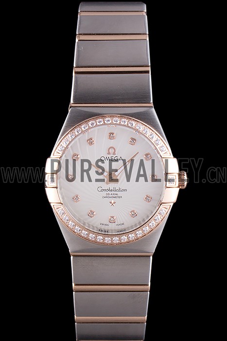 Omega Constellation Rose Gold Diamond Bezel Two Tone Band 621487