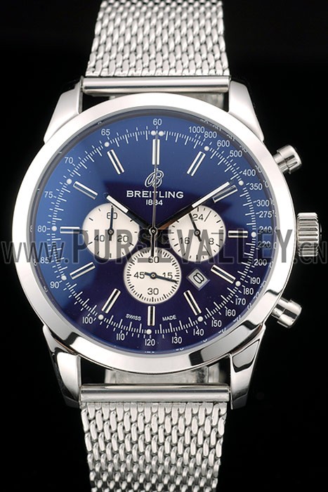 Breitling Transocean Stainless Steel Case Blue Dial