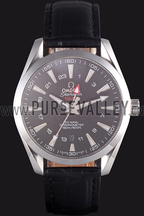 Omega Seamaster Black Dial with Black Leather Band 621574