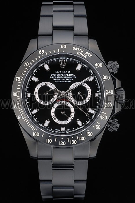 Rolex Daytona Black Ion Plated Tachymeter Black Stainless Steel Strap Black Dial 80247