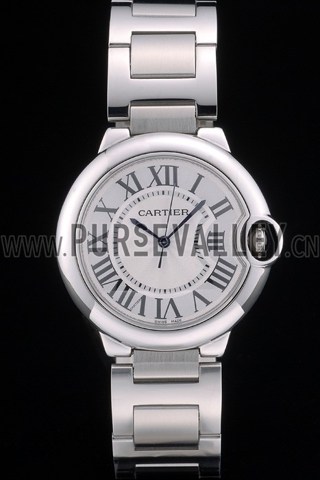 Cartier Ballon Bleu 38mm White Dial Stainless Steel Case Two Tone Silver Bracelet