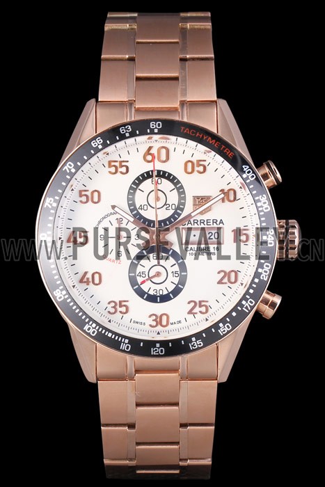 Tag Heuer Carrera Rose Gold Bracelet White Dial 801442
