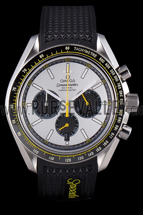 Omega Speedmaster Black Rubber Bracelet White Dial 801422