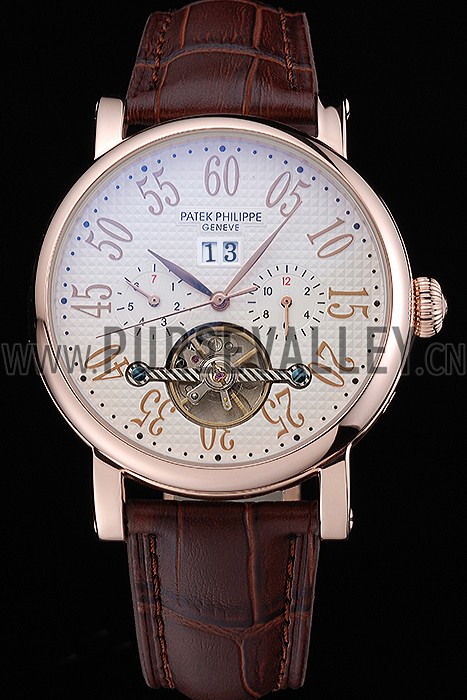 Patek Philippe Grand Complications Gold Case White Dial Arabic Numerals Brown Leather Bracelet 622255