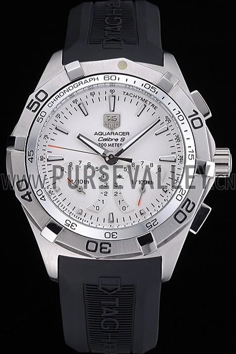 Tag Heuer Aquaracer Calibre S White Dial Black Rubber Band 622405