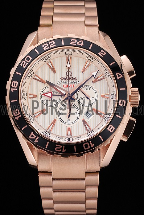 Omega Seamaster Aqua Terra Chrono GMT Ivory Dial Gold Bracelet 622533