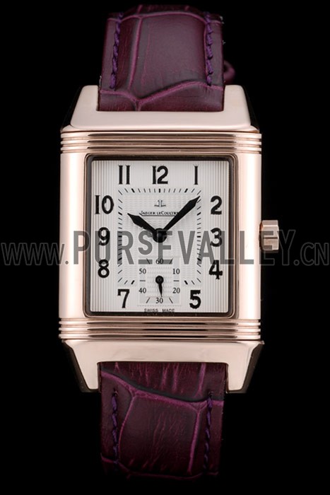 Jaeger le Coultre Reverso Squadro Lady Brown Leather Strap White Dial 41965