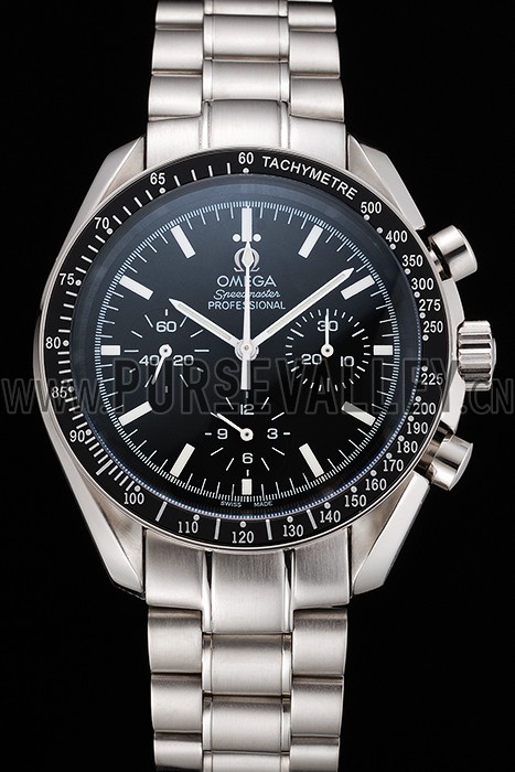 Swiss Omega Speedmaster Professional Black Dial Stainless Steel Case And Bracelet