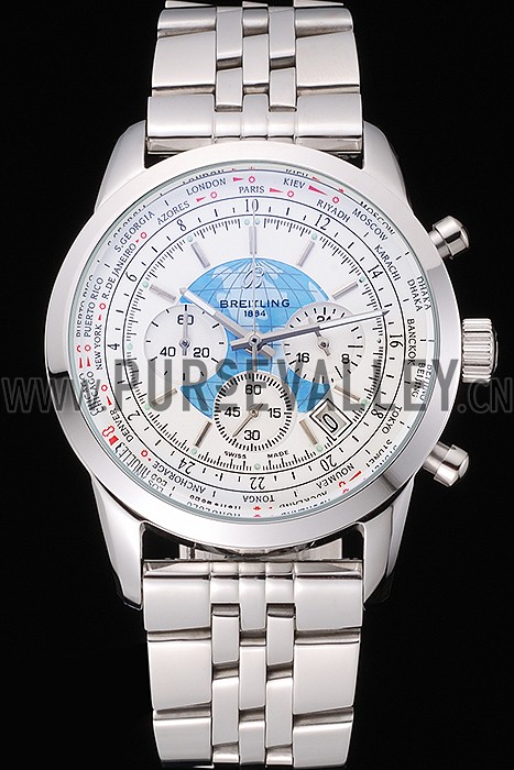 Breitling Transocean Chronograph Unitime White Dial Stainless Steel Case And Bracelet 622226