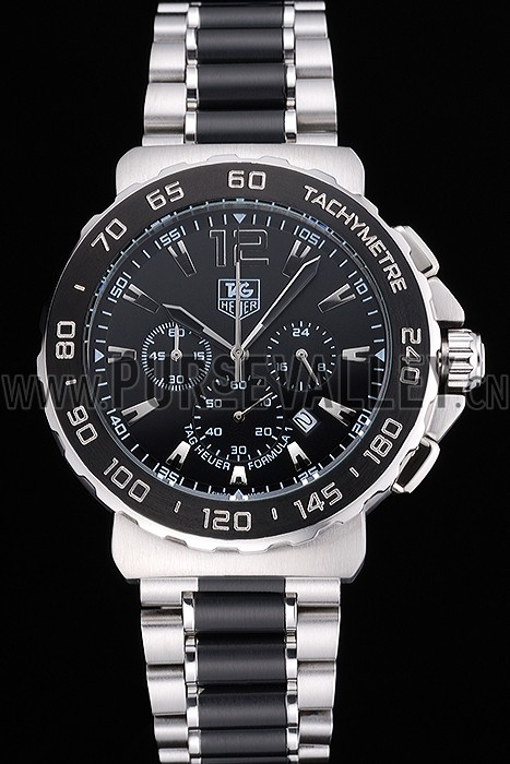 Tag Heuer Formula 1 Chronograph Black Dial Black Bezel Two Tone Stainless Steel Band 622412