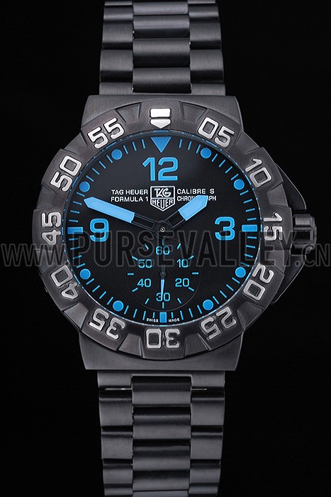 Tag Heuer Formula One Grande Date Black Dial Blue Numerals Ion Plated Steinless Steel Bracelet 622292