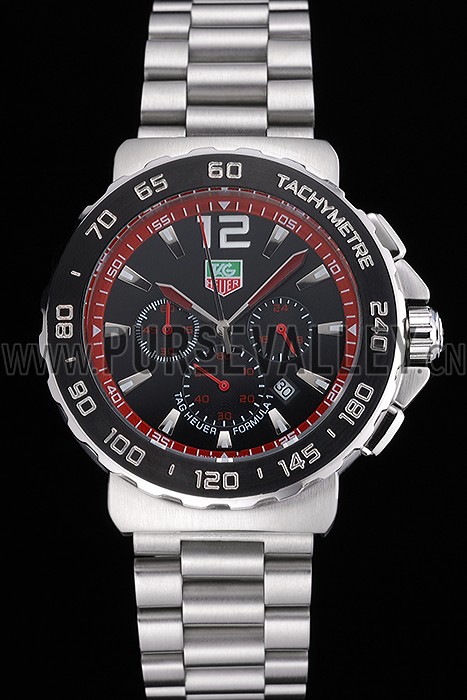 Tag Heuer Formula 1 Chronograph Black Dial Black Bezel Stainless Steel Band Red Numerals 622411