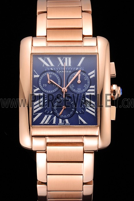 Cartier Tank MC Navy Dial Rose Gold Case And Bracelet 622704