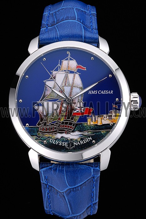 Ulysse Nardin Classico HMS Caesar Limited Edition Blue Leather Strap 622423