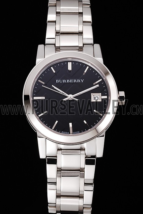 Burberry The City Black Dial Stainless Steel Case And Bracelet