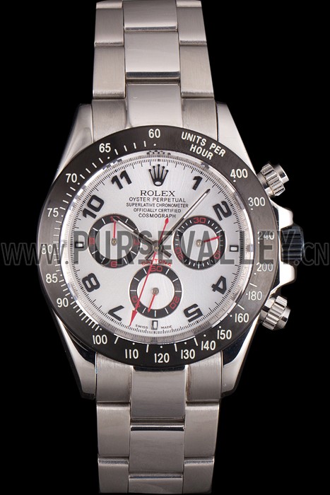 Rolex Daytona Stainless Steel Black Enameled Silver Dial
