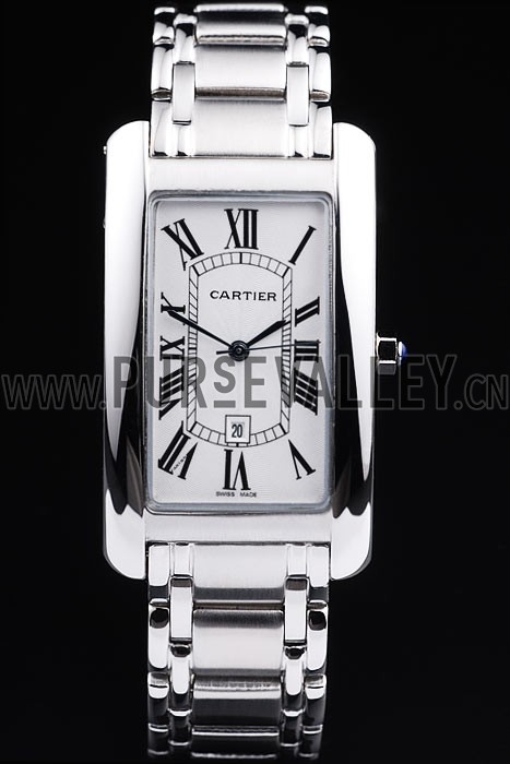 Cartier Tank Americaine 37mm White Dial Stainless Steel Case And Bracelet