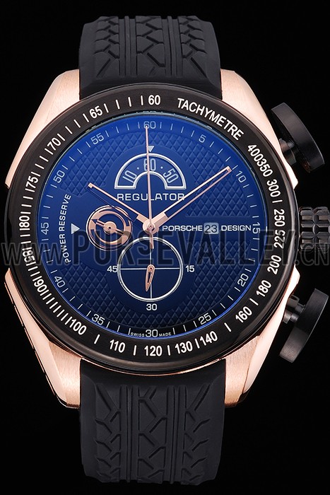 Porsche Regulator Power Reserve Rose Gold Case Black Dial