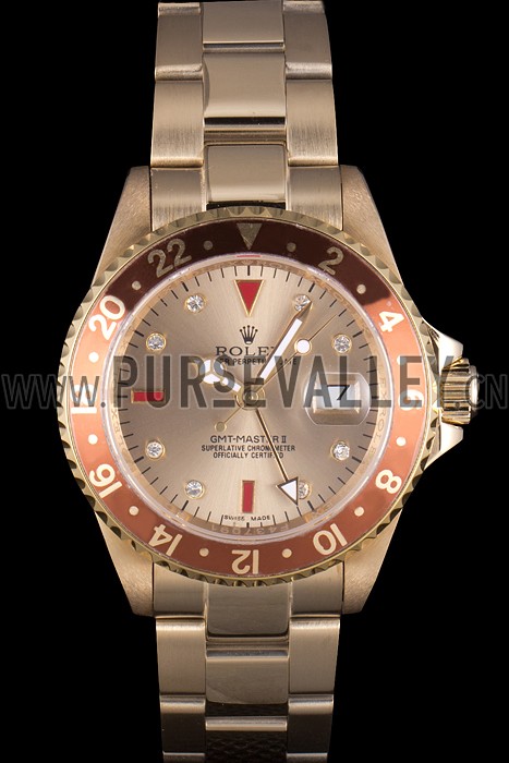 Rolex GMT Master II Gold Colored Ceramic Bezel Gold Dial Tachymeter
