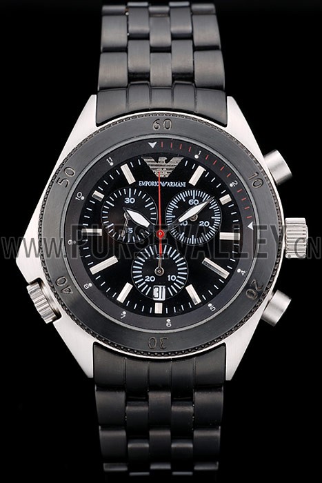 Emporio Armani Sportivo Black Ion Plated Bezel Black Dial Chronograph