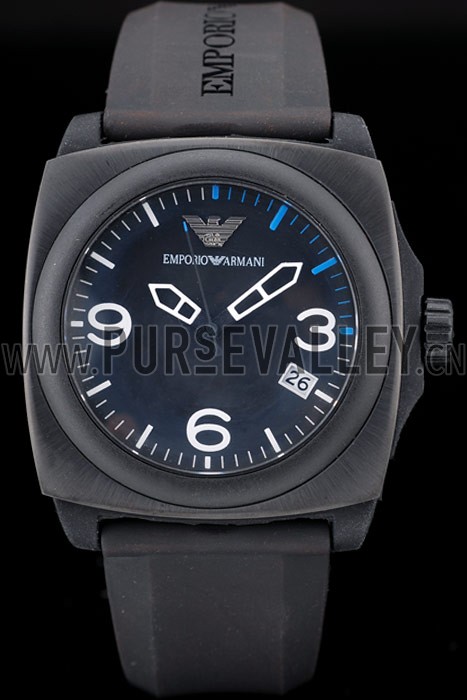Emporio Armani Classic Black Rubber Strap Black Ceramic Bezel