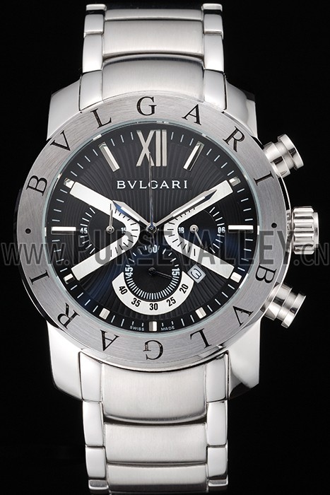Bvlgari Diagono 46mm Black Dial Stainless Steel Case And Bracelet