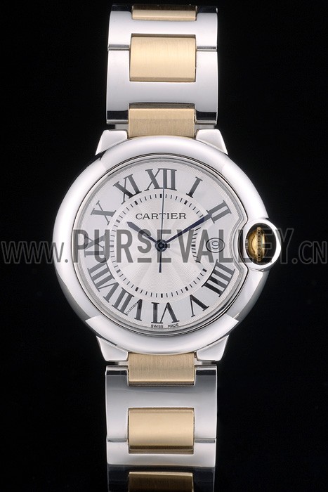 Cartier Ballon Bleu 38mm White Dial Stainless Steel Case Two Tone Gold Bracelet