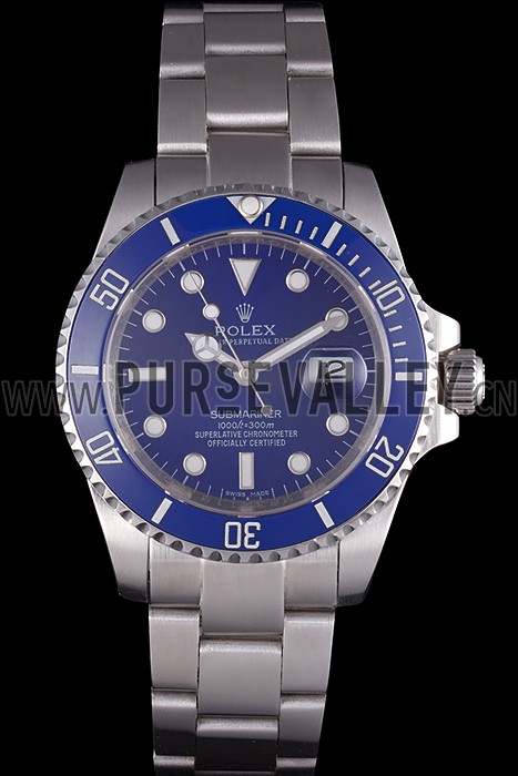 Rolex Submariner Stainless Steel Link Bracelet Blue Dial 621687