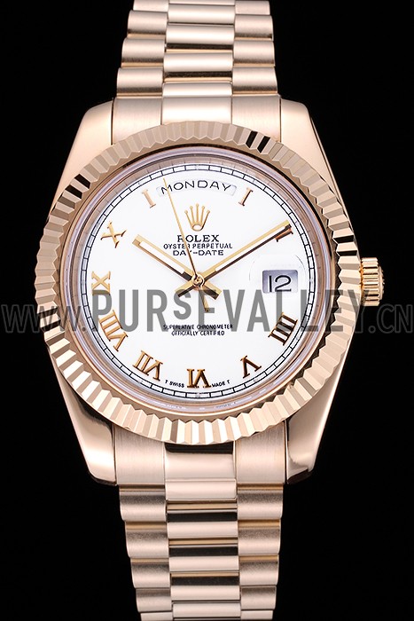 Rolex Day-Date White Dial Gold Bracelet 622546