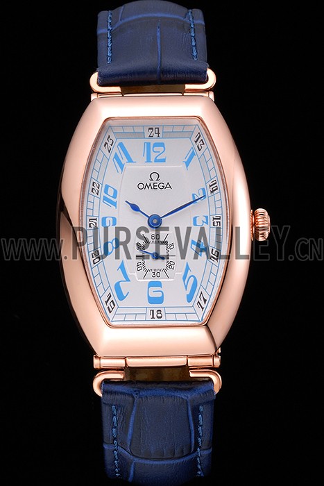 Omega Sochi Petrograd White Dial Gold Case Blue Leather Strap 622820