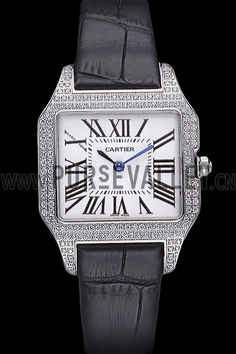 Cartier Santos 100 Diamond Silver Bezel 621909