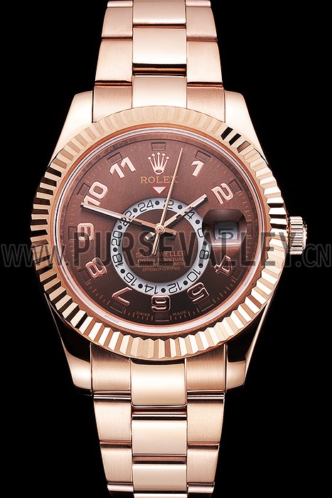Rolex Sky Dweller Brown Dial Rose Gold Case Ad Bracelet