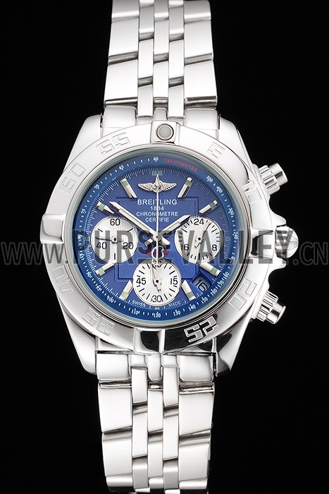 Breitling Chronomat Quartz Blue Dial Stainless Steel Case And Bracelet