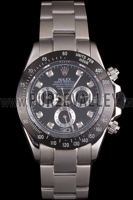 Rolex Daytona Stainless Steel Black Enameled Black Dial