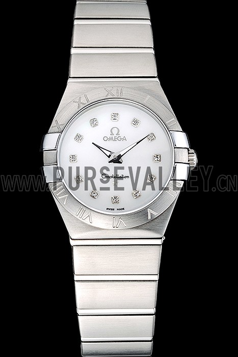 Swiss Lady Omega Constellation Stainless Steel Bracelet Silver Dial 80290