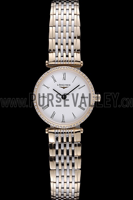 Longines La Grande Classique Two Tone Band White Dial Diamond Bezel Femme 622104