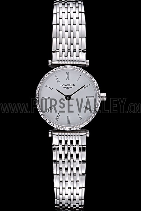 Longines La Grande Classique Stainless Steel White Dial Diamond Bezel Femme 622110