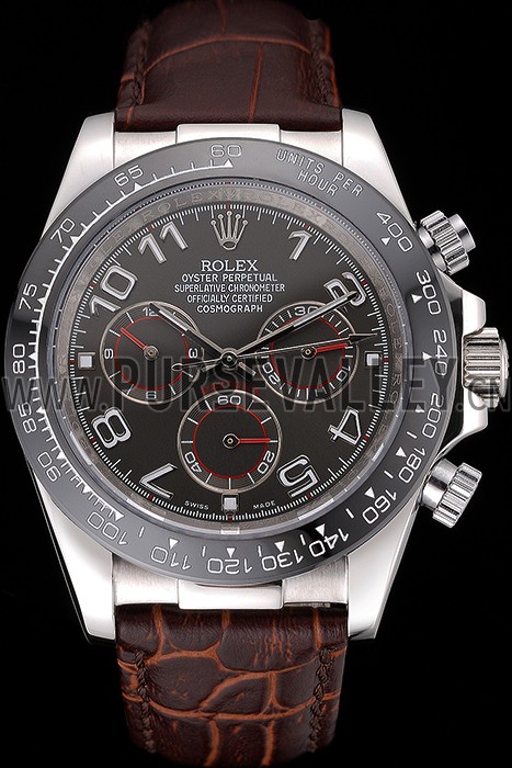 Rolex Cosmograph Daytona Stainless Steel Case Grey Racing Dial Leather Bracelet 622632