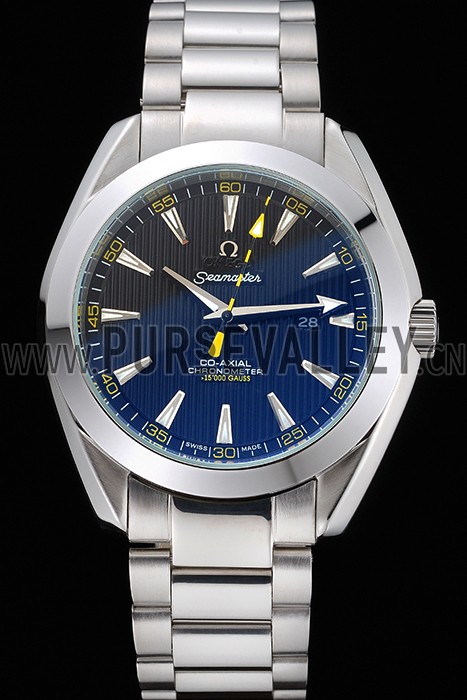 Omega Seamaster Aqua Terra Black Dial Yellow Numerals Stainless Steel Bracelet 622524