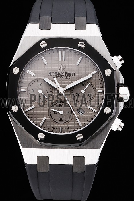 Swiss Audemars Piguet Royal Oak Chronograph Grey Dial Stainless Steel Case Black Rubber Strap 622866