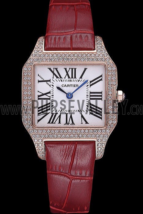 Cartier Santos 100 Diamond Rose Gold Bezel 621917
