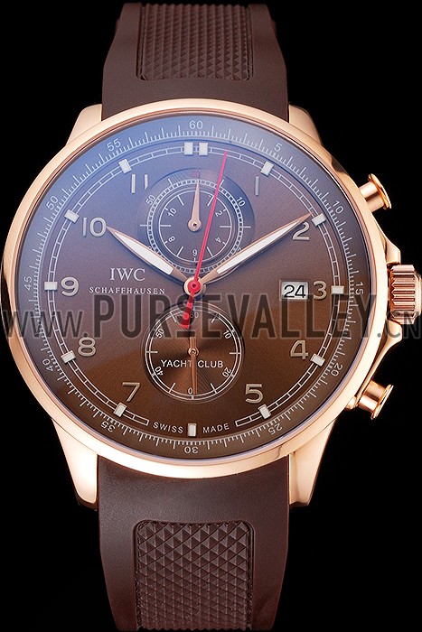 IWC Portugieser Yacht Club Brown Dial Rose Gold Case Brown Rubber Strap