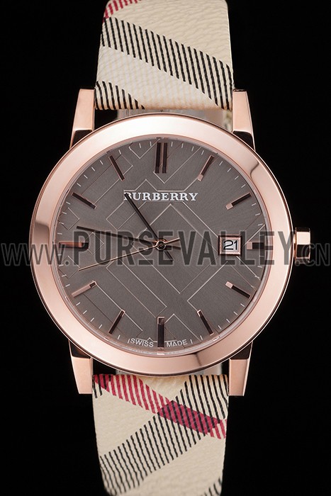 Burberry The City Classic Grey Dial Haymarket Bracelet 622566