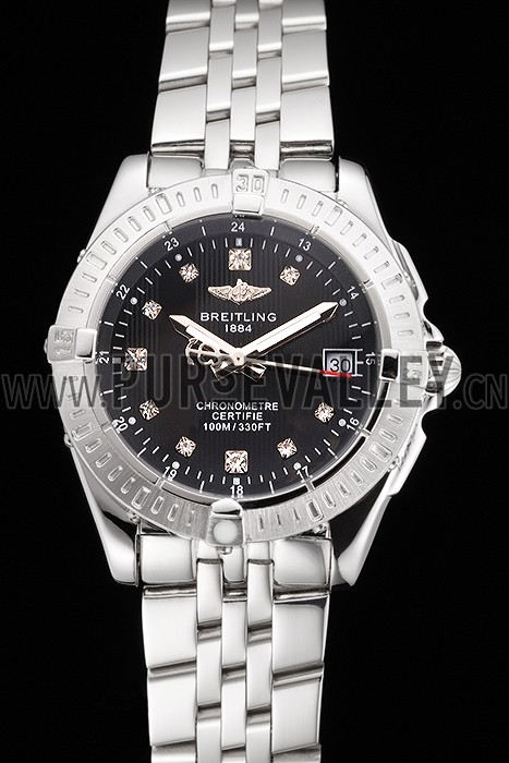 Breitling Colt Lady Black Dial Diamond Hour Marks Stainless Stees Case And Bracelet