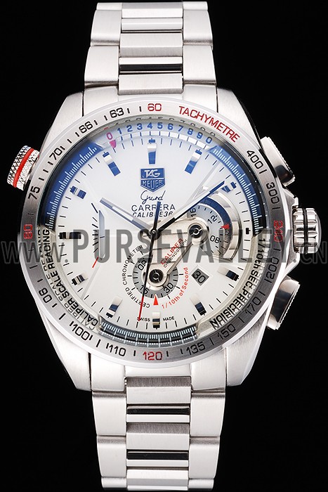 Tag Heuer Carrera Tachymeter Bezel White Dial Stainless Steel Strap