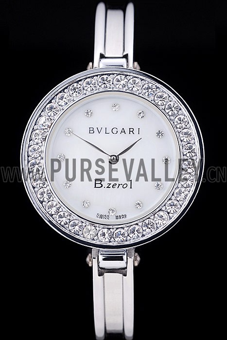 Bvlgari B.ZERO1 30mm White Dial With Diamonds Stainless Steel Case With Crystals Steel Bracelet