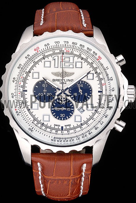 Breitling Navitimer Brown Leather Strap White Dial