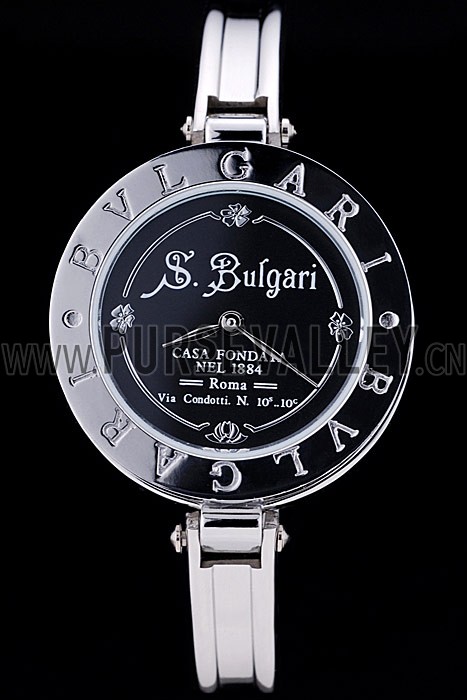 Bvlgari B.ZERO1 30mm Black Engraved Dial Steel Case Black Bezel Steel Bracelet