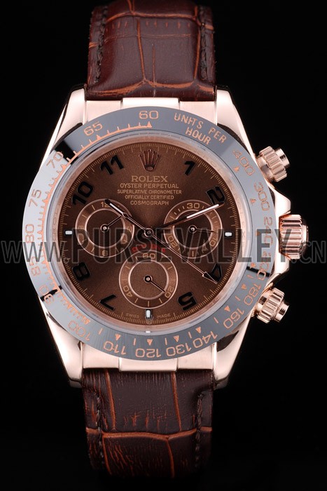 Rolex Daytona Rose Gold Case Brown Dial Brown Leather Strap